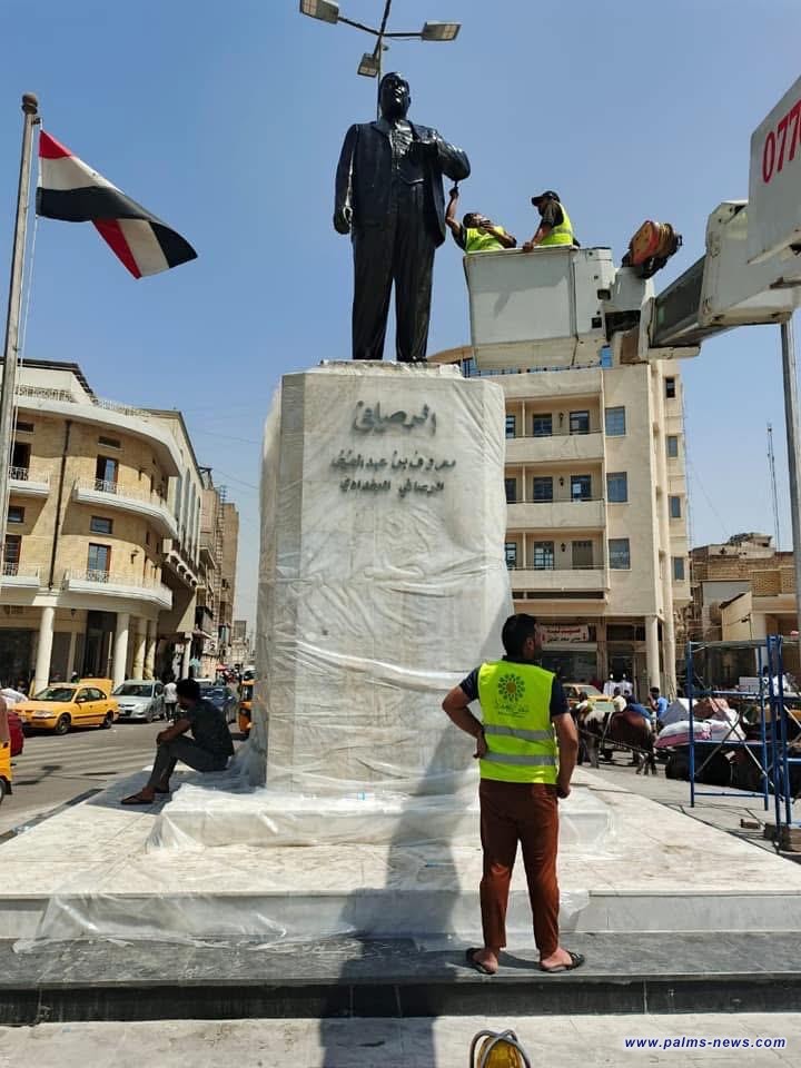 المباشرة بإعادة تأهيل نصب الرصافي ومد سكة التروماي في شارع الرشيد