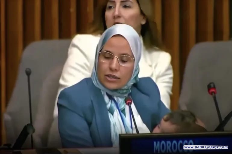 مغربية تلقي كلمة بالأمم المتحدة حاملة رضيعها