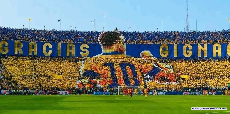 جماهير تيغريس أونال المكسيكي،تبدع بتفيو للاعب الفريق الفرنسي أندريه بيير جينياك في أخر مباراة له مع النادي.