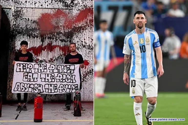 نشطاء المناخ يشوهون قصر ميسي في إسبانيا