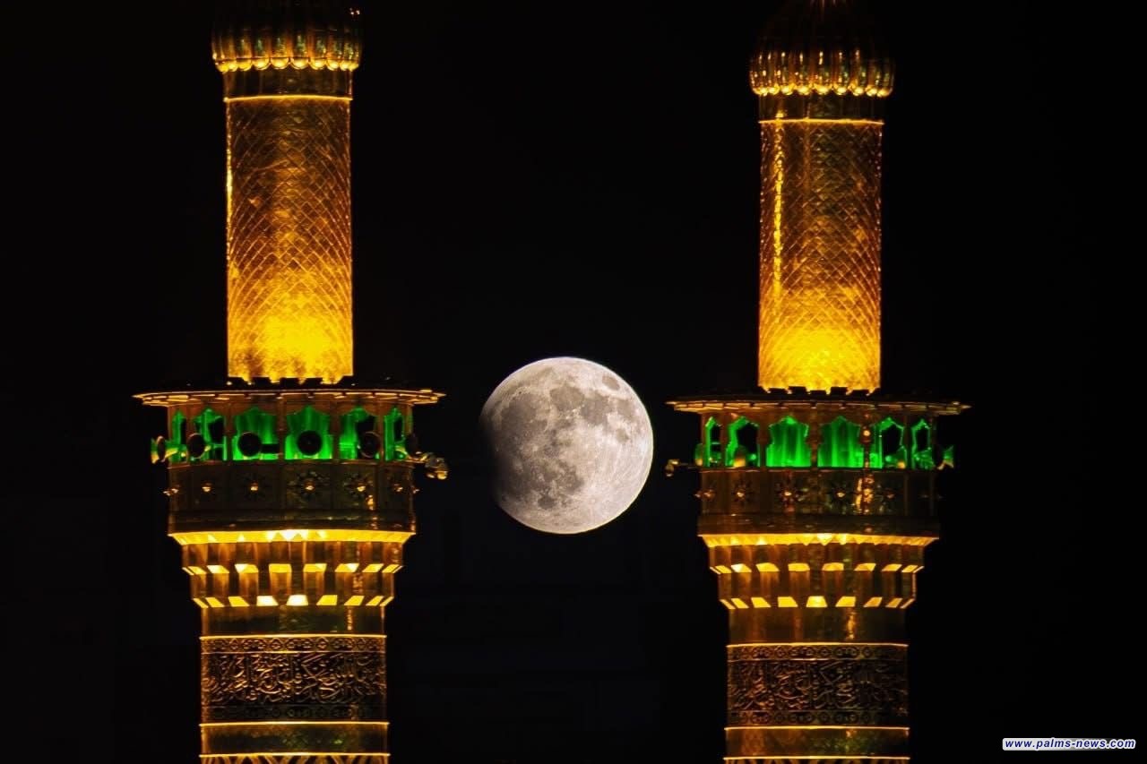 بالصور:مشاهد توثق ظاهرة خسوف القمر في أفق مدينة كربلاء المقدسة.