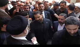 انطلاق مراسيم تشيع المرجع الديني الكبير الشيخ محمد اسحاق الفياض في مدينة الكاظمية بمشاركة رئيس الوزراء .